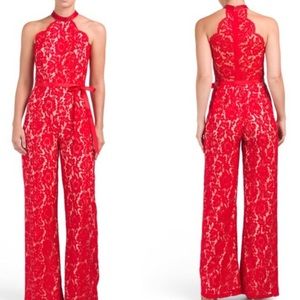 Red halter jumpsuit